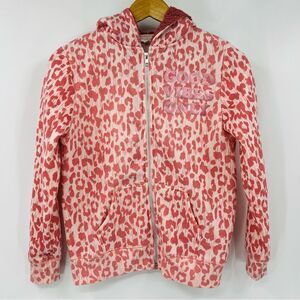 Jessica Simpson Pink Leopard Printed With Sherpa Lined Hood Full Size Hoodie XL